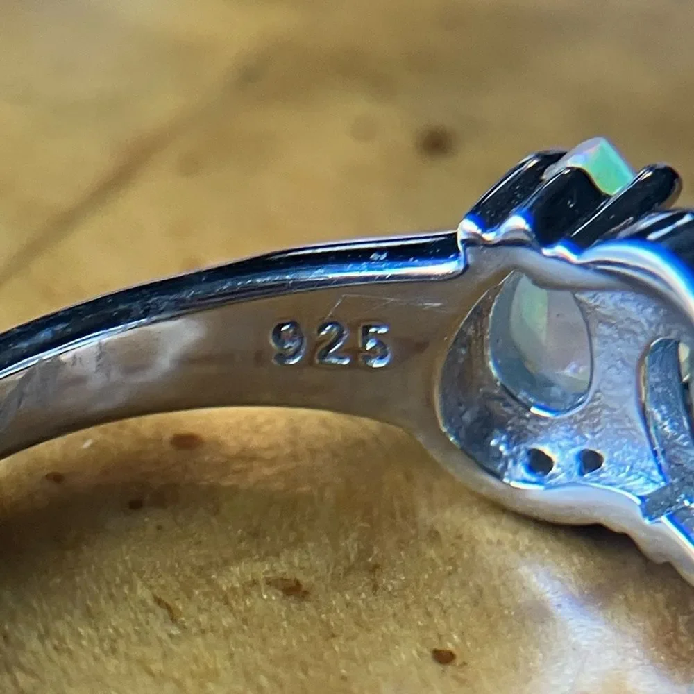 Natural Ethiopian Opal Sterling Silver Ring Size 5.75